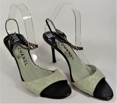 Chanel women's light grey sandals with chain ankle strap EU 39 (US 8 1/2) - Image 1 of 4