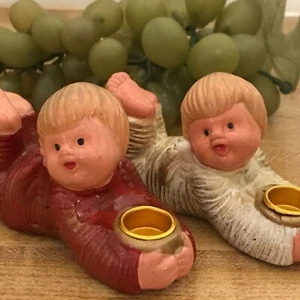 #1080 Pair of children MINI tapper candle holders 3.5 X 2 - Picture 1 of 5