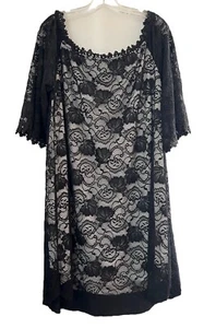 Vestido gótico superpuesto de encaje negro para mujer manga campana talla XXL 2XL - Imagen 1 de 6