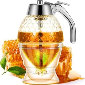 No Drip Honey Pot with stand Sealed Acrylic Honey Dispenser Pancakes - Picture 1 of 12