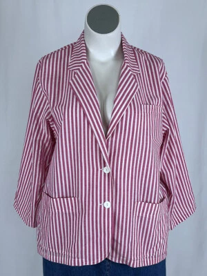 Blazer Vintage Koret Talla 16/18 (38) Rosa y Blanco Rayas  Foto 1 de 4