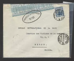 EGYPT 1917 WWI UK CENSORED COVER ALEXANDRIA TO INTIL BUREAU OF PEACE & SERVICE - Picture 1 of 2