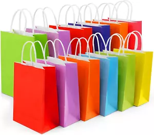 24 Pieces Kraft Paper Party Favor Bags With Handles, 8 Colors Small Gift Bags Bu - Picture 1 of 11