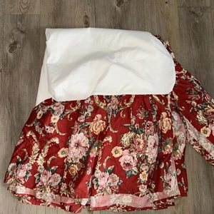 Vintage Ralph Lauren King Size Marseilles Bed Skirt Dust Ruffle Floral Red USA - Picture 1 of 5