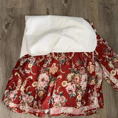 Vintage Ralph Lauren King Size Marseilles Bed Skirt Dust Ruffle Floral Red USA - Image 1 of 4