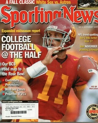 Sporting News Magazine November 4 2005 Matt Leinart USC Trojans World Series - Image 1 of 2
