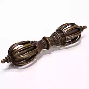 Budismo tibetano 15,5 cm mortero Buda de cobre y turquesa Dorje Vajra - Imagen 1 de 10