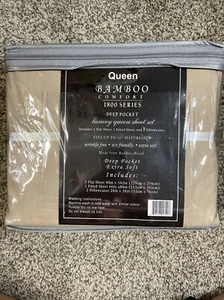 DEEP POCKET BAMBOO COMFORT 1800 SERIES QUEEN SHEET SET Free Ship - Picture 1 of 2