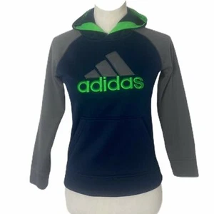 Boy's Small Hoodie Adidas Blue and Grey Embroidered Big Logo Front Pocket - Picture 1 of 6