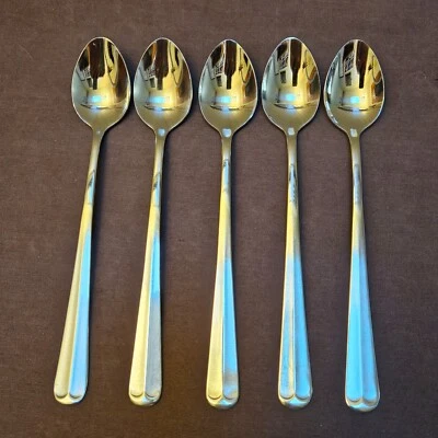 Talheres de chá gelados Walco ROYAL BRISTOL cetim aço inoxidável; 7 1/8” lote de 5 colheres - Imagem 1 de 4