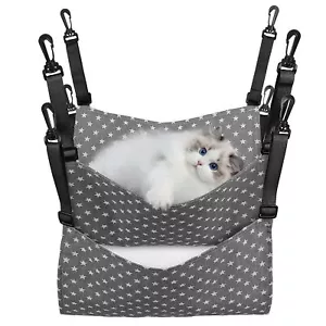 Cat Hammock 2pcs Pet Cage Hammock Adjustable Cat Hanging Hammock Cat Swing Ha... - Picture 1 of 9