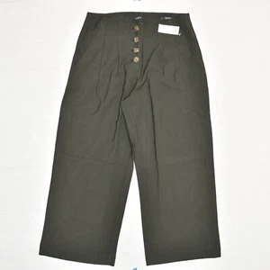 NEW Loft Women's High Waist Capri Pants Straight Button Fly Rayon Green Size 6 - Picture 1 of 8