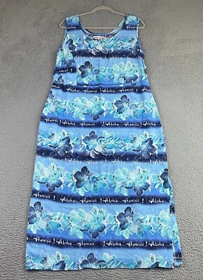 VTG Jams World Large Maxi Dress Sleeveless Pullover Pockets Floral Aloha Hawaii - Image 1 of 4
