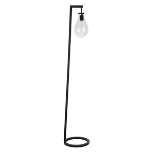 HomeRoots 66" Black Reading Floor Lamp with Clear Seeded Glass Empire Shade - Picture 1 of 7