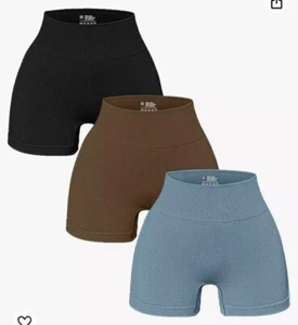 OQQ Women's 3 Piece Yoga Ribbed Seamless Workout High Waist Athletic Legging Med - Picture 1 of 3