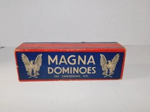 Vintage Magna Dominos Set Black Lightweight Eagle Dominos Game - The Embossing Co - Bild 1 von 3