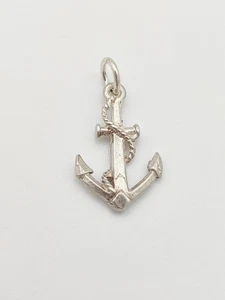 Colgante con dije de ancla de plata de ley 925 vintage - Imagen 1 de 3