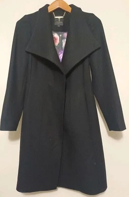 Abrigo Ted Baker Rose Langley Lana Abrigo Lana Cachemira Cinturón Negro Talla 1 Foto 1 de 4