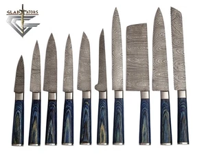 G25- Professional Kitchen Knives Custom Made Damascus Steel 10 pcs of Profess... - Picture 1 of 5