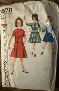 Vtg Simplicity pattern 4570 Girls' Two-Piece Dress w/ detachable collar size 7 - Picture 1 of 2
