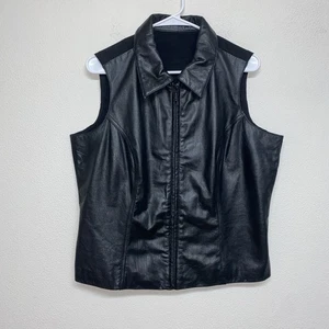 Maxima Wilsons Lederweste Damen Gr. 1X schwarz Reißverschluss ärmellos tailliert Jacke - Bild 1 von 5