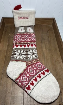 Medias de Navidad Pottery Barn Kids Classic Fair Isle ~ muñeco de nieve ~ Emerson Foto 1 de 4
