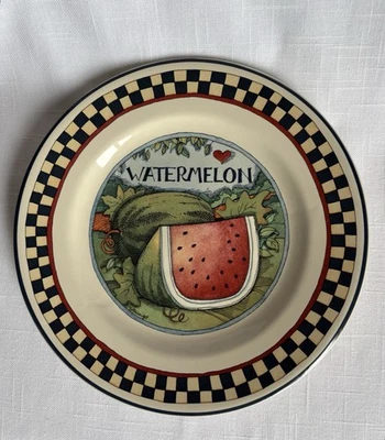Plato de cena vintage SUSAN WINGET 9,5” SANDÍA ~ Feria de la cosecha, certificado internacional Foto 1 de 4