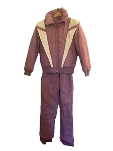 Vintage Skianzug Damen Compass Point Bibs M Zweiteiler Schneeanzug Lavendel Weiß - Bild 1 von 9