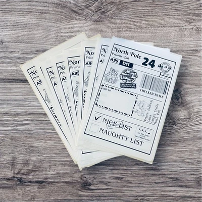 NORTHPOLE 10 x Christmas North Pole Santa Claus Approved NICE List Postage Labels (SKU X3)