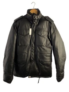 A BATHING APE Down Jacket S Cowhide BLK Solid Leather Jacket - Picture 1 of 6