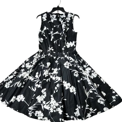 Grace Karin Dress Size Medium Black Floral Sleeveless Back Zip A-line dress new - Image 1 of 4