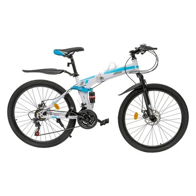 26" Folding Mountain Bike 21 Speed Men Bikes MTB Bicycle School Dual Disc Brake - Image 1 of 4