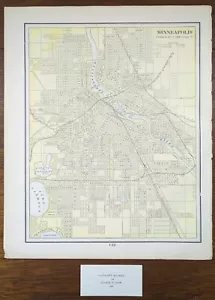 Mappa vintage 1900 MINNEAPOLIS MINNESOTA 11"x14" vecchia antica originale HENNEPIN CTY - Foto 1 di 11