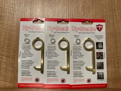 3X Hy-Genie Herramienta de Mano de Latón Sin Toque - con Llavero NUEVO Foto 1 de 4