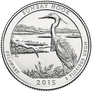 2015 P Bombay Hook Delaware State Quarter unzirkuliert aus USA US Münze Amerika - Bild 1 von 6