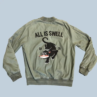 Chaqueta Bomber Lucky Brand Utility Elástica Para Mujer Mediana Verde Bordada DEFECTUOSA Foto 1 de 4