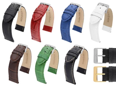 MARCHEL Cinturino Lm De Luxe Coccodrillo Orologio Argento Oro Chiusura Uhr - Immagine 1 di 4