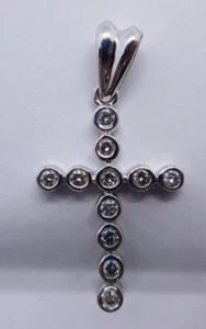 14K White Gold Diamond Cross Pendant Diamond=.55 Carat F-SI1/VS2 Value=$4,500 - Picture 1 of 9