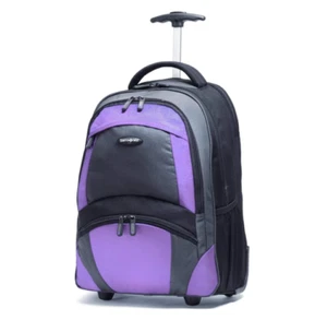 Samsonite 19" Wheeled Backpack for Traveling, Laptop, Books - Black and Purple - Picture 1 of 10