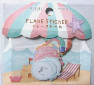 LOUJENE TOKYO Summer Beach Sea Creatures Flake Sticker Japan 36 pieces - Picture 1 of 3