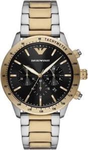 Emporio Armani Herren Quarzuhr AR11521 zweifarbig Edelstahl schwarzes Zifferblatt 43mm - Bild 1 von 4