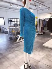 LAVISH ALICE Blue Sequined One Shoulder Dress 12 NWT