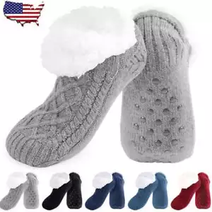Damen Hausschuhe Socken mit Greifer Winter rutschfest dick flauschig warm Socken Indoor - Bild 1 von 17