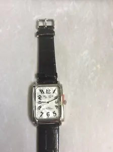 Reloj para hombre Vellacio rectangular esfera blanca horas árabes en una correa de cuero negro! - Imagen 1 de 2