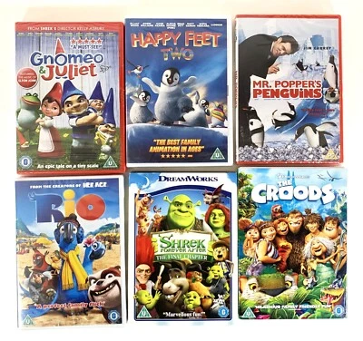 DVD Family Bundle of 6 U PG & G New Sealed Rio.Happy Feet 2.The Croods. - Image 1 of 4