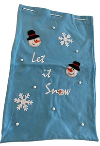 BORSA REGALO NUOVA GRANDE 18 per 28 LET IT SNOW Spell Out pupazzo di neve in feltro blu fiocchi di neve - Foto 1 di 3