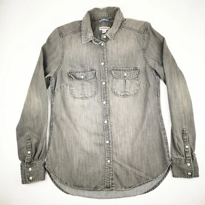 Merona Womens Grey Chambray Pop Denim Over Long Sleeve Button Up Top size XS - Изображение 1 из 4