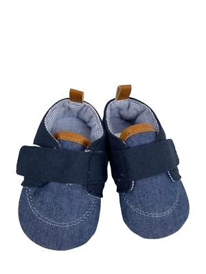 Cat & Jack Baby Boy Soft Sole Shoes Infants Blue Easy On Off Size 0-3 months  - Image 1 of 4
