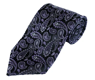 Corbata de seda tejida cachemira púrpura para hombre Birmania Bibas 58 x 3,75 pulgadas Foto 1 de 4