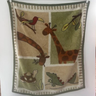 Cobertor infantil Zanzibar bebê girafa jacaré tartaruga pássaro verde luxo acrílico - Imagem 1 de 4